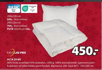 JYSK Alta dyne tilbud
