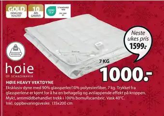 JYSK Høie heavy vektdyne tilbud
