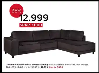 Møbelringen Gordon hjørnesofa med endeavslutning tilbud