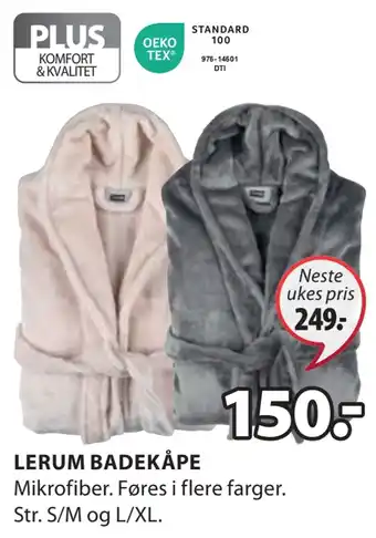 JYSK Lerum badekåpe tilbud