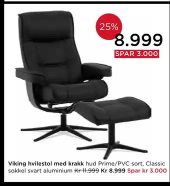 Møbelringen Viking hvilestol med krakk tilbud