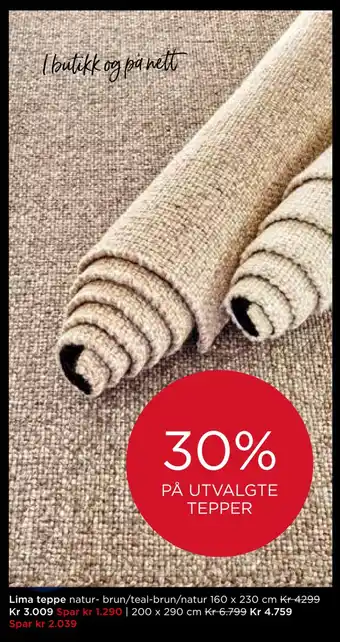 Møbelringen Lima teppe tilbud