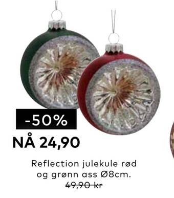 Skeidar Reflection julekule rød og grønn ass tilbud