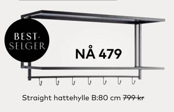 Skeidar Straight hattehylle b:80 cm tilbud
