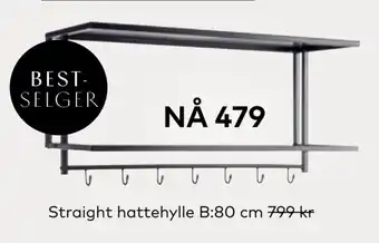 Skeidar Straight hattehylle b:80 cm tilbud