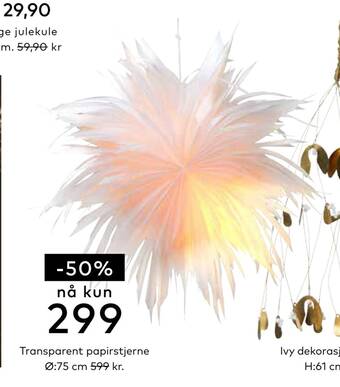 Skeidar Transparent papirstjerne tilbud