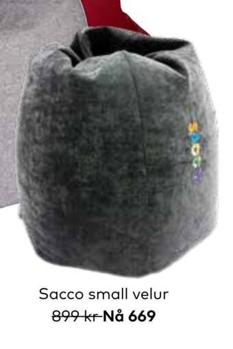 Skeidar Sacco small velur 899 tilbud