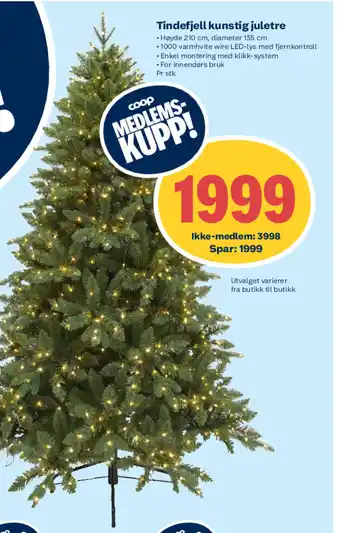 Coop Extra Tindefjell kunstig juletre tilbud