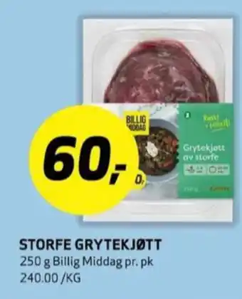 Bunnpris Billig middag storfekjøtt tilbud