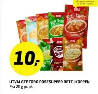 Bunnpris UTVALGTE TORO POSESUPPER RETT I KOPPEN tilbud