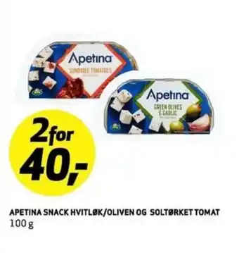 Bunnpris APETINA SNACK HVITLØK/OLIVEN OG SOLTØRKET TOMAT tilbud
