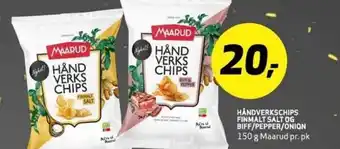 Bunnpris HÅNDVERKSCHIPS FINMALT SALT OG BIFF/PEPPER/ONION tilbud