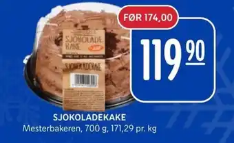 Rema 1000 SJOKOLADEKAKE Mesterbakeren tilbud