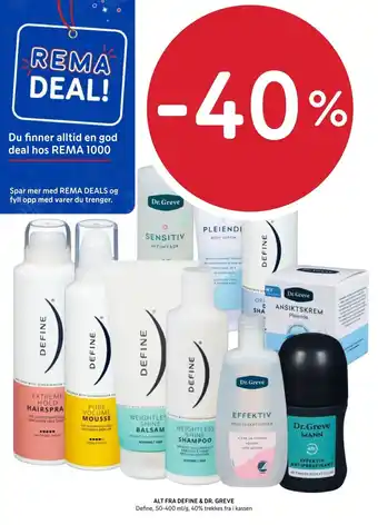 Rema 1000 ALT FRA DEFINE & DR. GREVE tilbud