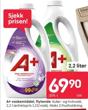 Rusta A+ vaskemiddel-flytende tilbud