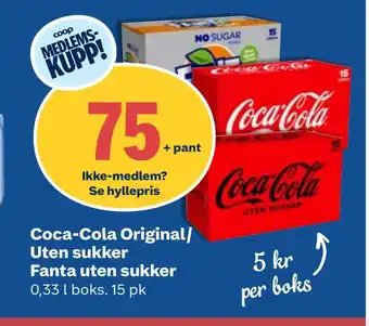 Coop Obs Coca-cola original/ uten sukker fanta uten sukker tilbud