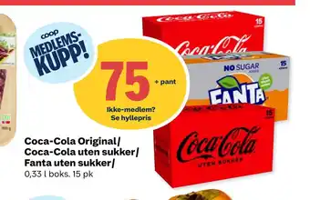 Coca-cola original/ coca-cola uten sukker/ fanta uten sukker