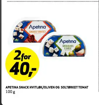 Bunnpris Apetina snack hvitløk/oliven og oltørket tomat tilbud