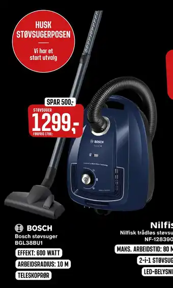Skousen Bosch støvsuger bgl38bu1 tilbud