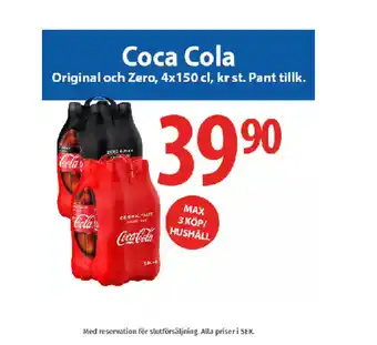 MaxiMat Charlottenberg Coca-Cola Original och Zero, 4x150 cl tilbud