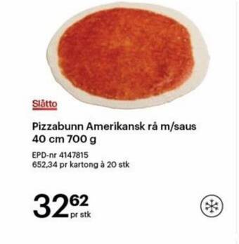 Storcash Pizzabunn Amerikansk rå m/saus 40 cm 700 g tilbud
