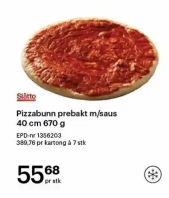 Storcash Pizzabunn prebakt m/saus 40 cm 670 g tilbud