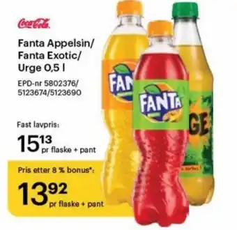 Storcash Fanta Appelsin/ Fanta Exotic/ Urge 0,5 L tilbud