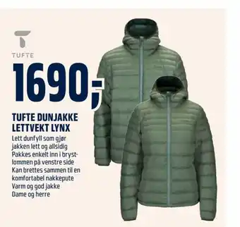 Coop Obs TUFTE DUNJAKKE LETTVEKT LYNX tilbud