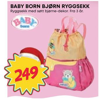 Extra Leker Baby born bjørn ryggsekk tilbud