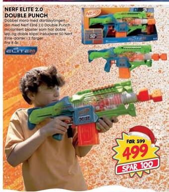 Extra Leker Nerf elite 2,0 double punch tilbud