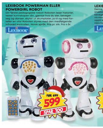 Extra Leker Lexibook powerman eller powergirl robot tilbud