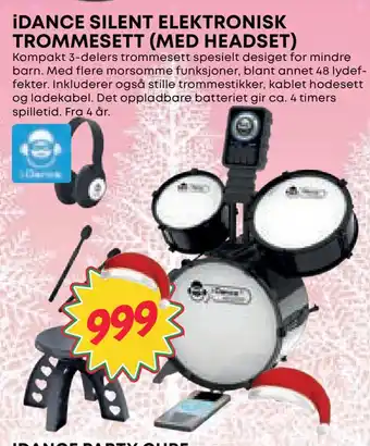 Extra Leker Idance silent elektronisk trommesett (med headset) tilbud
