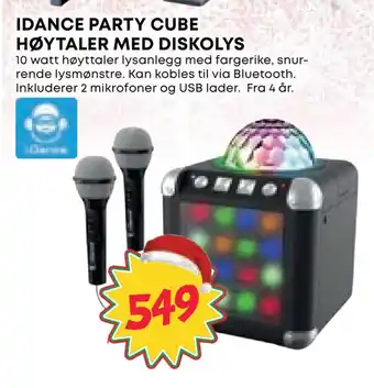 Extra Leker Idance party cube høytaler med diskolys tilbud