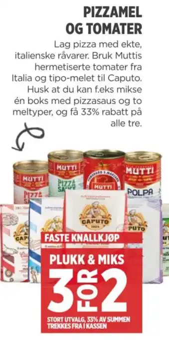 Meny PIZZAMEL OG TOMATER tilbud