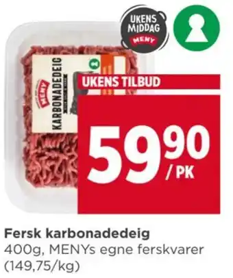 Meny Fersk karbonadedeig tilbud