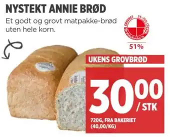 Meny NYSTEKT ANNIE BRØD tilbud