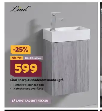 Megaflis Lind sharp 40 baderomsmøbel grå tilbud