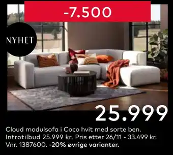 Skeidar Cloud modulsofa tilbud