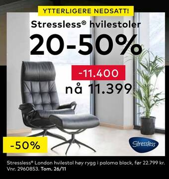 Skeidar Stressless london hvilestol høy rygg tilbud