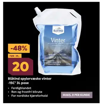 Megaflis Blåtind spylervæske vinter -15c° 3l pose tilbud