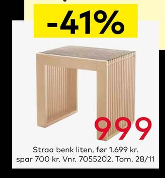 Skeidar Straa benk liten tilbud