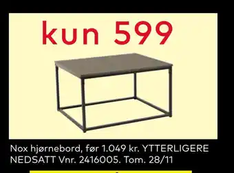 Skeidar Nox hjørnebord tilbud