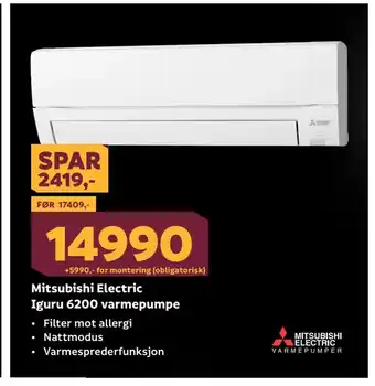 Megaflis Mitsubishi electric iguru 6200 varmepumpe tilbud