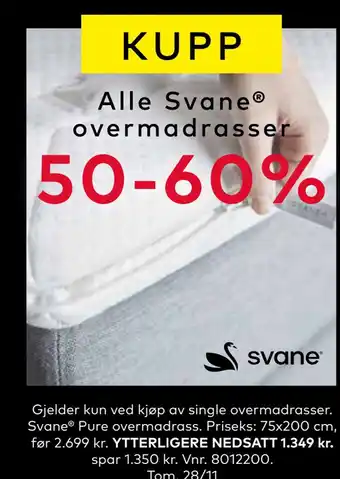 Skeidar Alle svane overmadrasser tilbud
