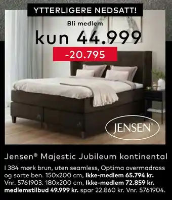 Skeidar Jensen majestic jubileum kontinental tilbud