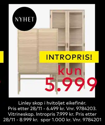 Skeidar Linley skap tilbud