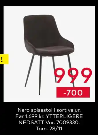 Skeidar Nero spisestol tilbud