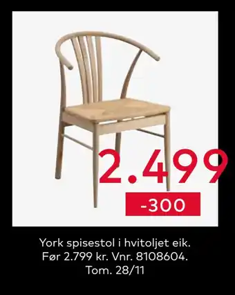 Skeidar York spisestol tilbud