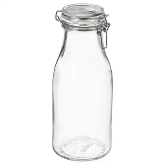 IKEA Korken flaskeformet krukke med lokk, klart glass, 1 l tilbud