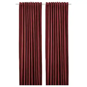 IKEA Sanela gardiner, 1 par, rødbrun, 140x250 cm tilbud